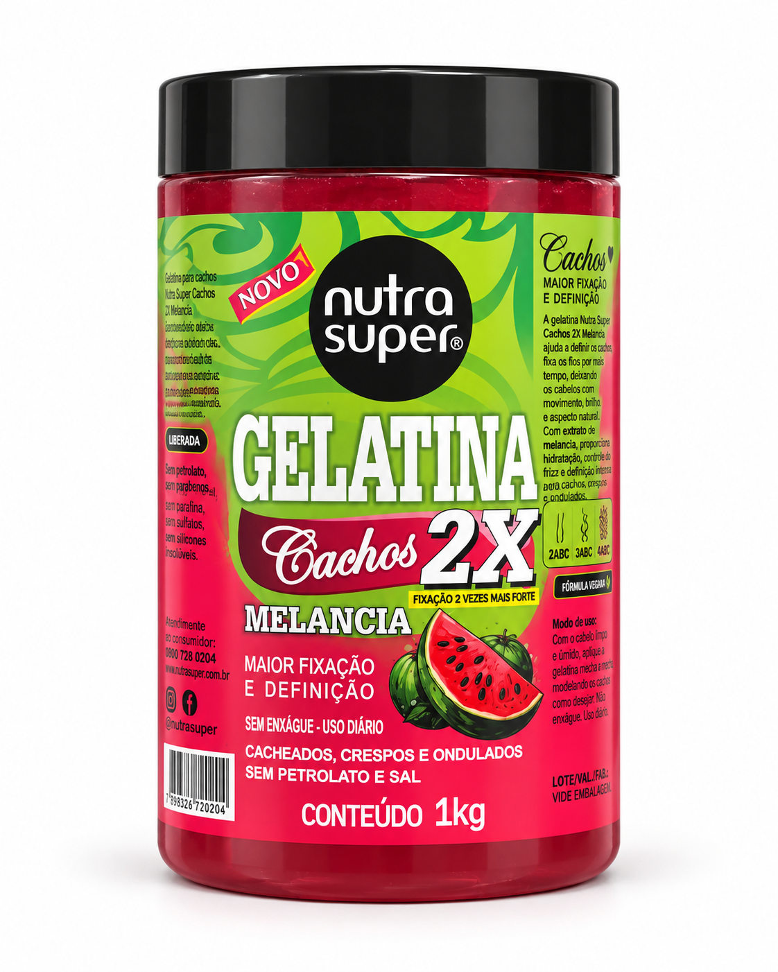 Gelatina Nutra Super Cachos 2X Melancia 300 g
